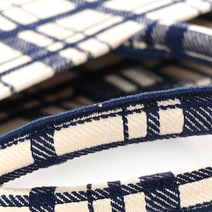 Christian Dior Canvas Embroidered Large Check'n'Dior Book Tote Blue 13 of 13