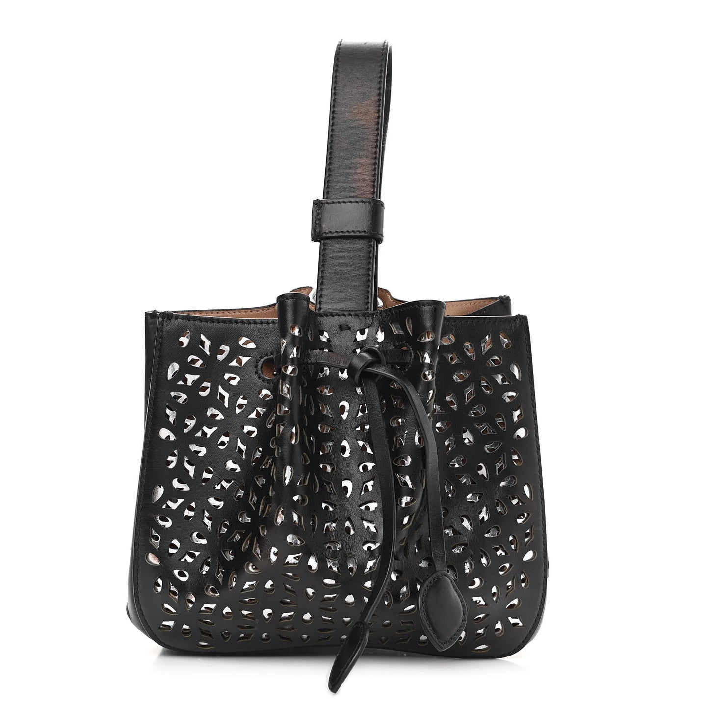 Calfskin Laser Cut Rose-Marie 19 Bag Black