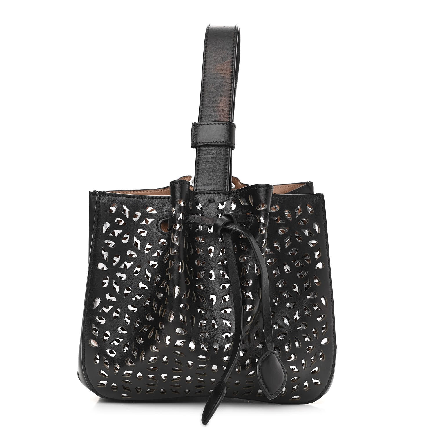 Alaia Calfskin Laser Cut Rose-Marie 19 Bag Black 1 of 10