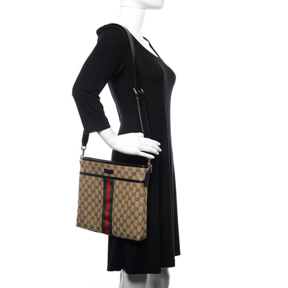 Gucci GG Monogram Web Flat Messenger Bag Black 2 of 9