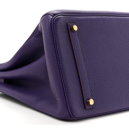 Hermes Taurillon Clemence Birkin 35 Iris 10 of 10