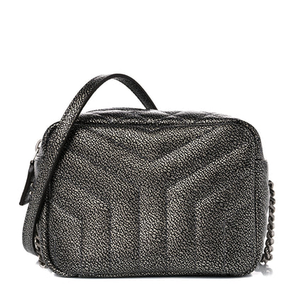 Saint Laurent Metallic Grain De Poudre Y Quilted Monogram Mini Loulou Camera Bag Gun Metal 1 of 13