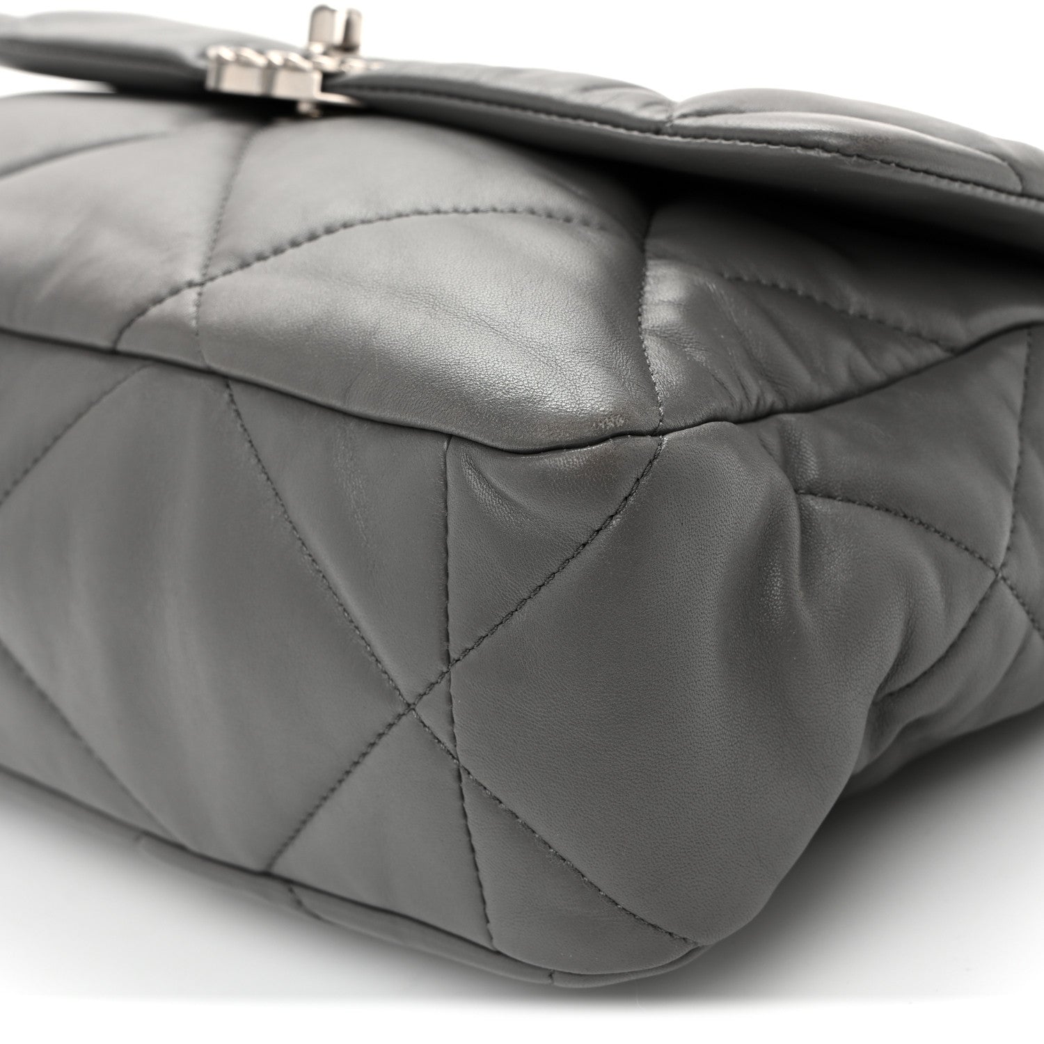 Chanel Lambskin Quilted Large Chanel 19 Flap Dark Grey 10 of 11