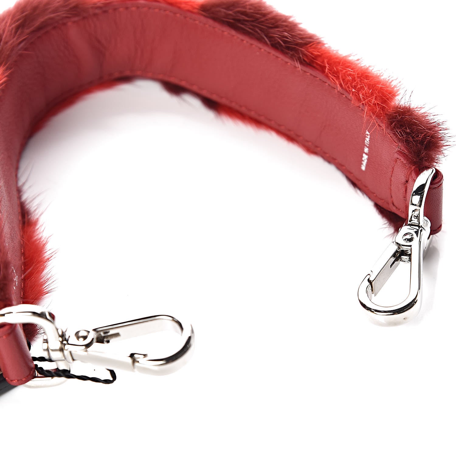 Fendi Vitello Dolce Mink Fur Pequin Mini Strap You Scarlet Cosmo Fragola 5 of 7