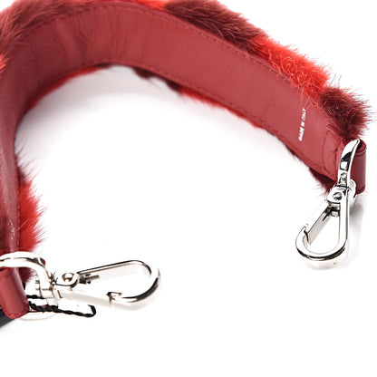 Fendi Vitello Dolce Mink Fur Pequin Mini Strap You Scarlet Cosmo Fragola 5 of 7