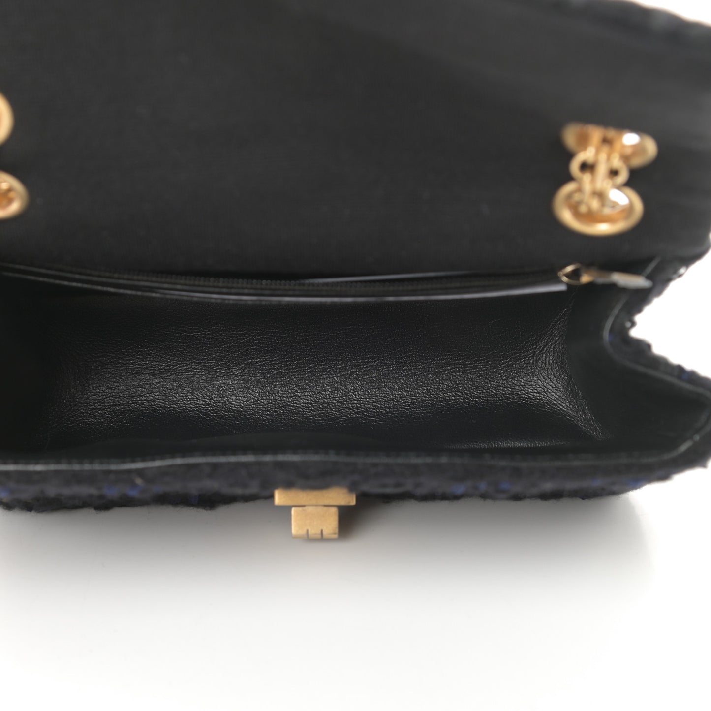 Tweed Quilted Mini 2.55 Reissue Flap Black Gold Navy