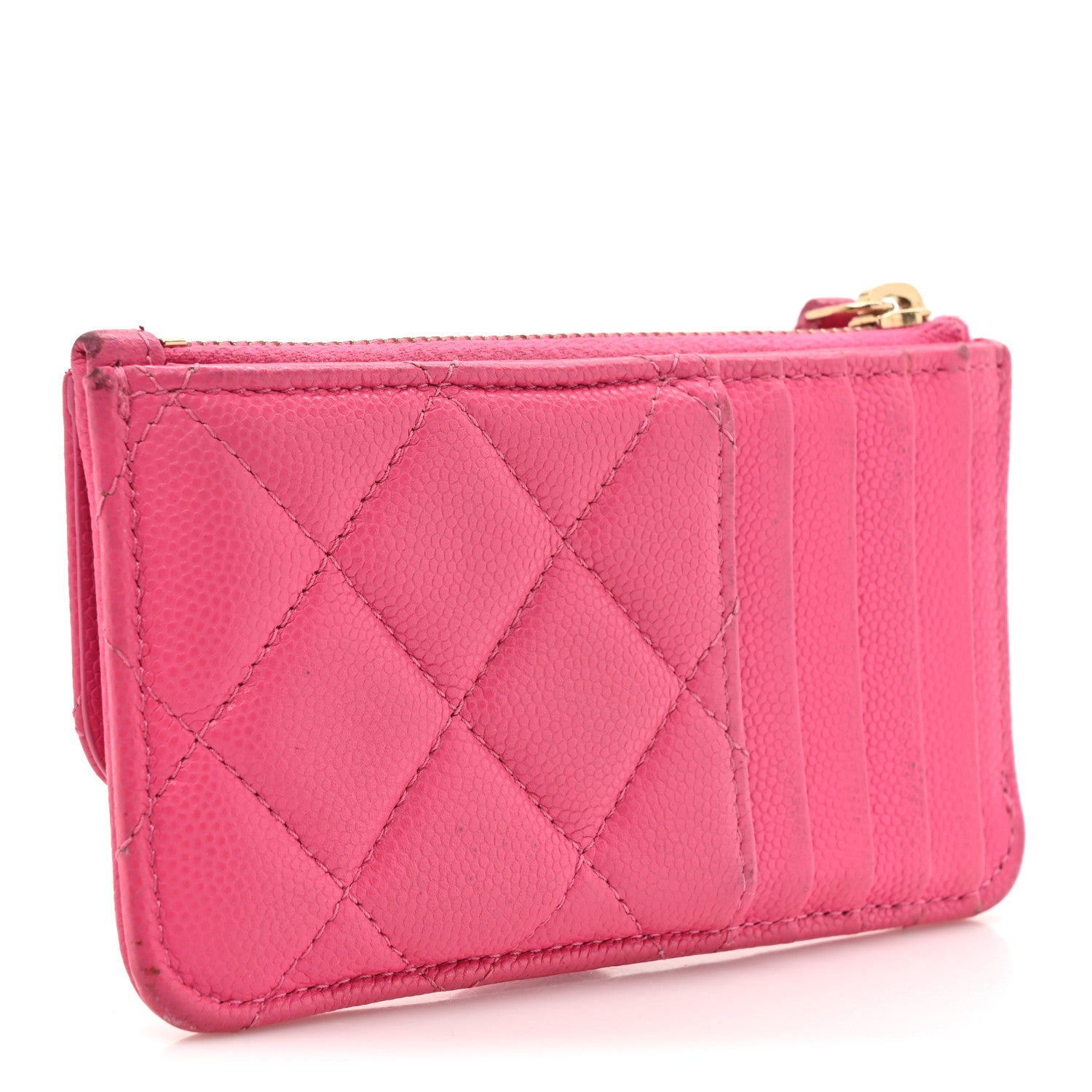 Chanel Caviar Quilted Flap Zip Card Holder Dark Pink 3 of 14