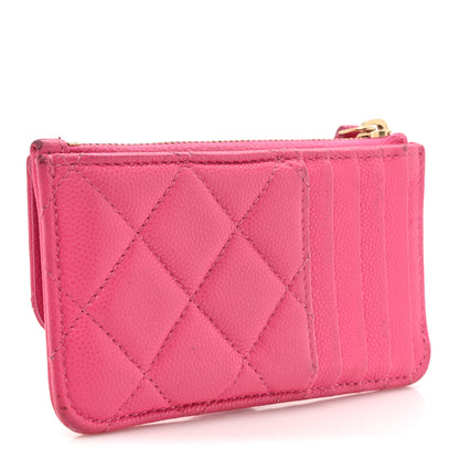 Chanel Caviar Quilted Flap Zip Card Holder Dark Pink 3 of 14