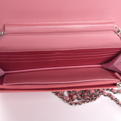 Chanel Lambskin Camellia Embossed Wallet On Chain WOC Pink 5 of 9