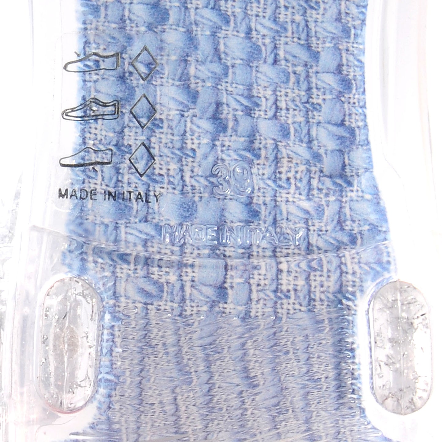 Jelly Tweed Camellia Glitter Thong Sandals 39 Blue Ecru