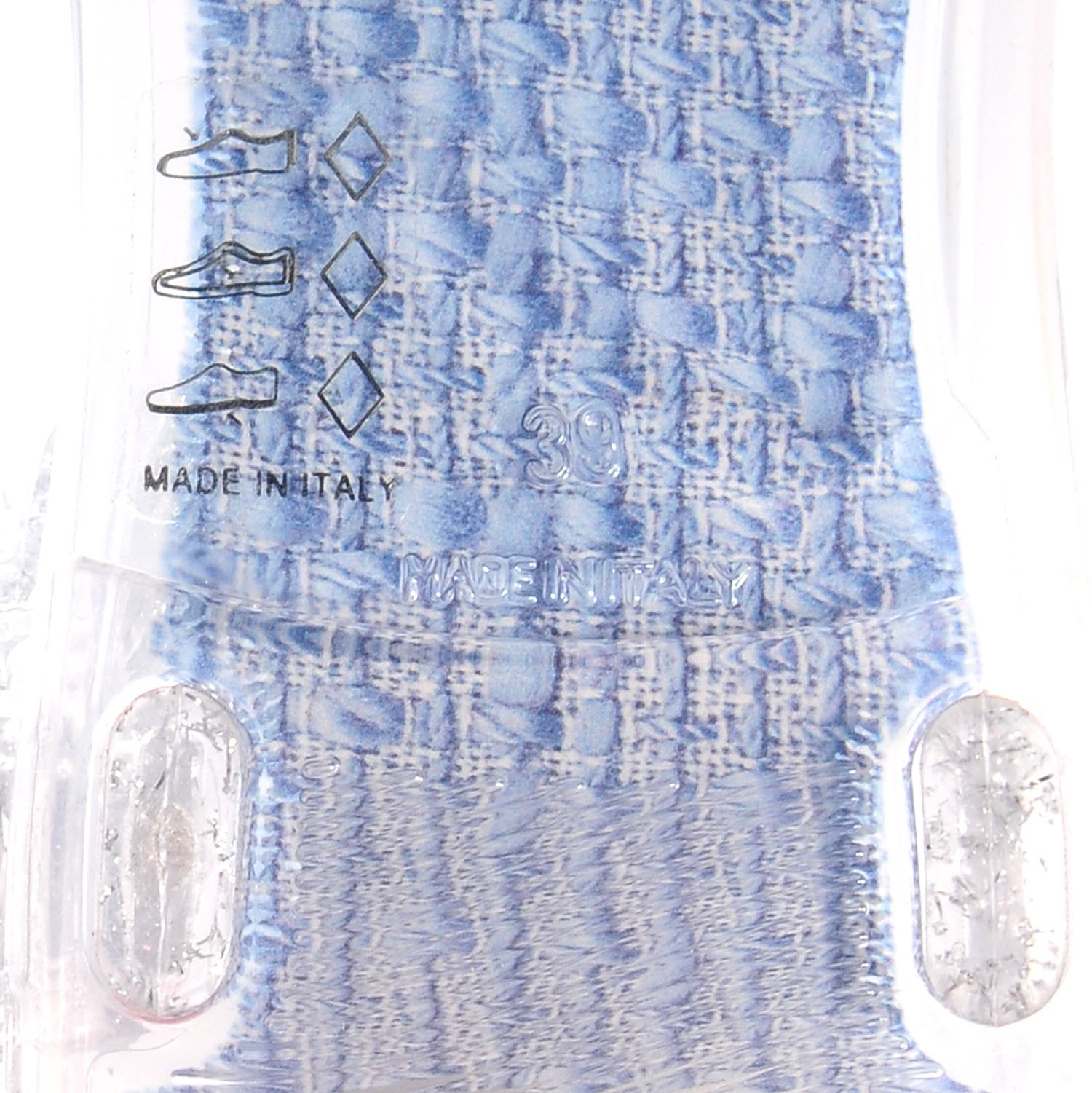 Chanel Jelly Tweed Camellia Glitter Thong Sandals 39 Blue Ecru 6 of 7