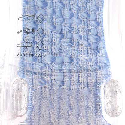 Chanel Jelly Tweed Camellia Glitter Thong Sandals 39 Blue Ecru 6 of 7
