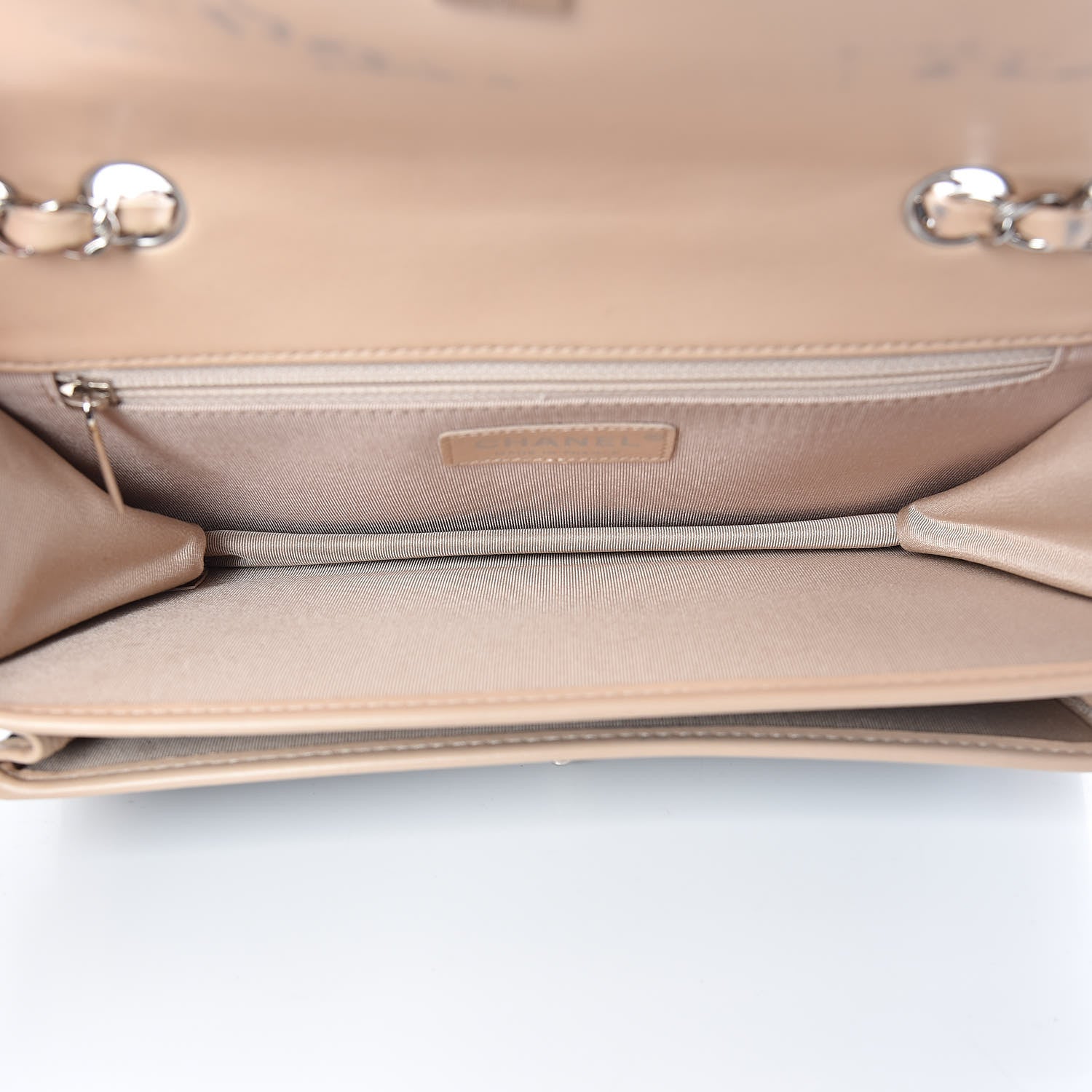 Chanel Patent Lambskin Medium Chocolate Bar Flap Navy Beige 8 of 15