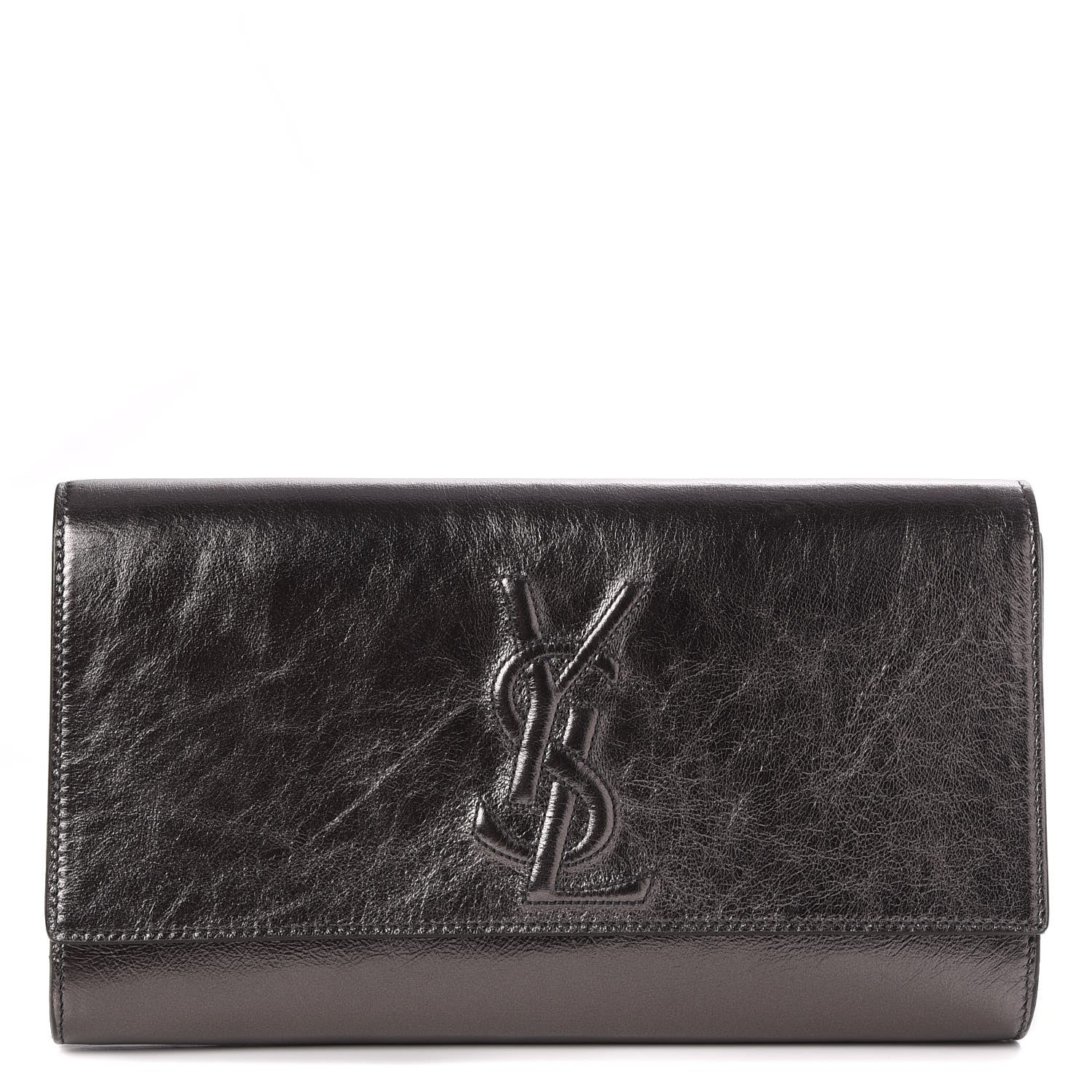 Saint Laurent Metallic Calfskin Large Belle De Jour Clutch Dark Silver 1 of 7