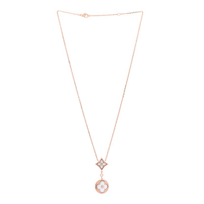 Louis Vuitton 18K Pink Gold Diamond Mother of Pearl Color Blossom Drop Pendant Necklace 3 of 6