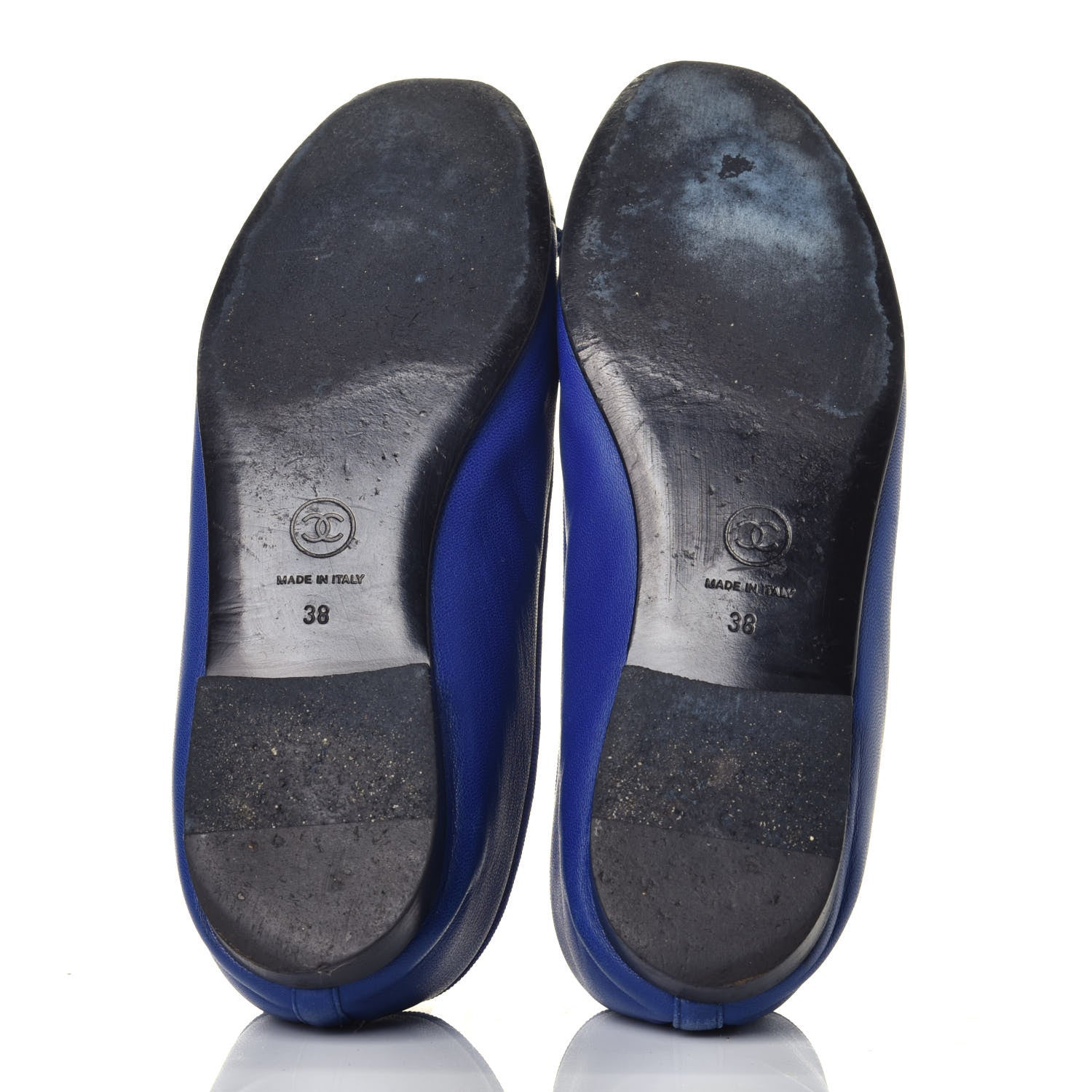 Chanel Lambskin CC Cap Toe Ballerina Flats 38 Blue Black 5 of 7