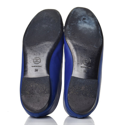 Chanel Lambskin CC Cap Toe Ballerina Flats 38 Blue Black 5 of 7