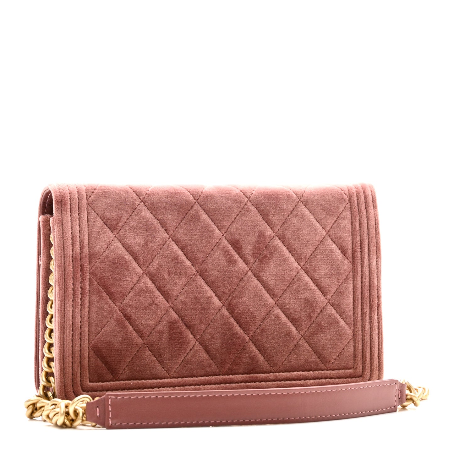 Velvet Quilted Boy Wallet On Chain WOC Pink
