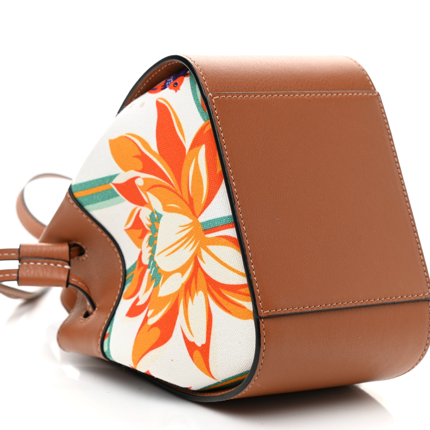 Loewe Calfskin Embroidered Floral Mini Hammock Shoulder Bag Tan White 9 of 10