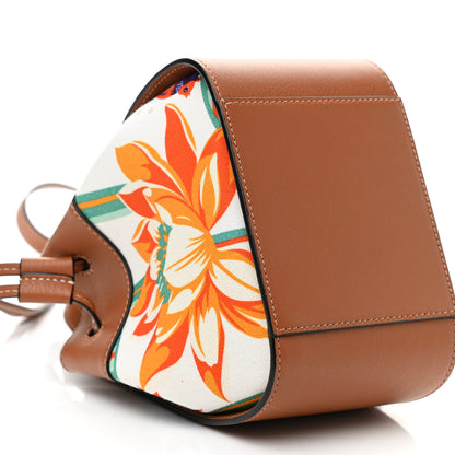 Loewe Calfskin Embroidered Floral Mini Hammock Shoulder Bag Tan White 9 of 10