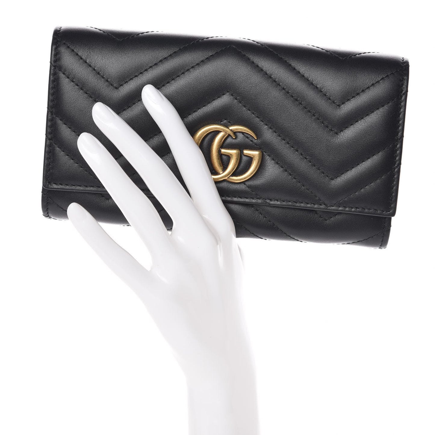 Calfskin Matelasse GG Marmont Continental Wallet Black