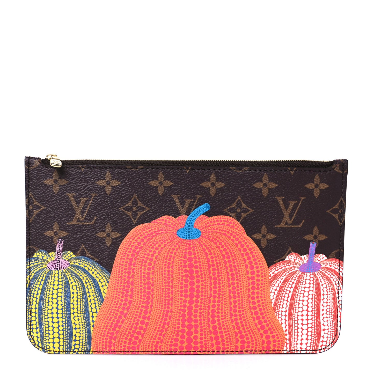LV X YK Monogram Kusama Pumpkin Neverfull MM Pochette