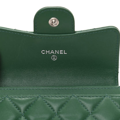 Chanel Lambskin Quilted Flap Card Holder Wallet Green 6 of 16
