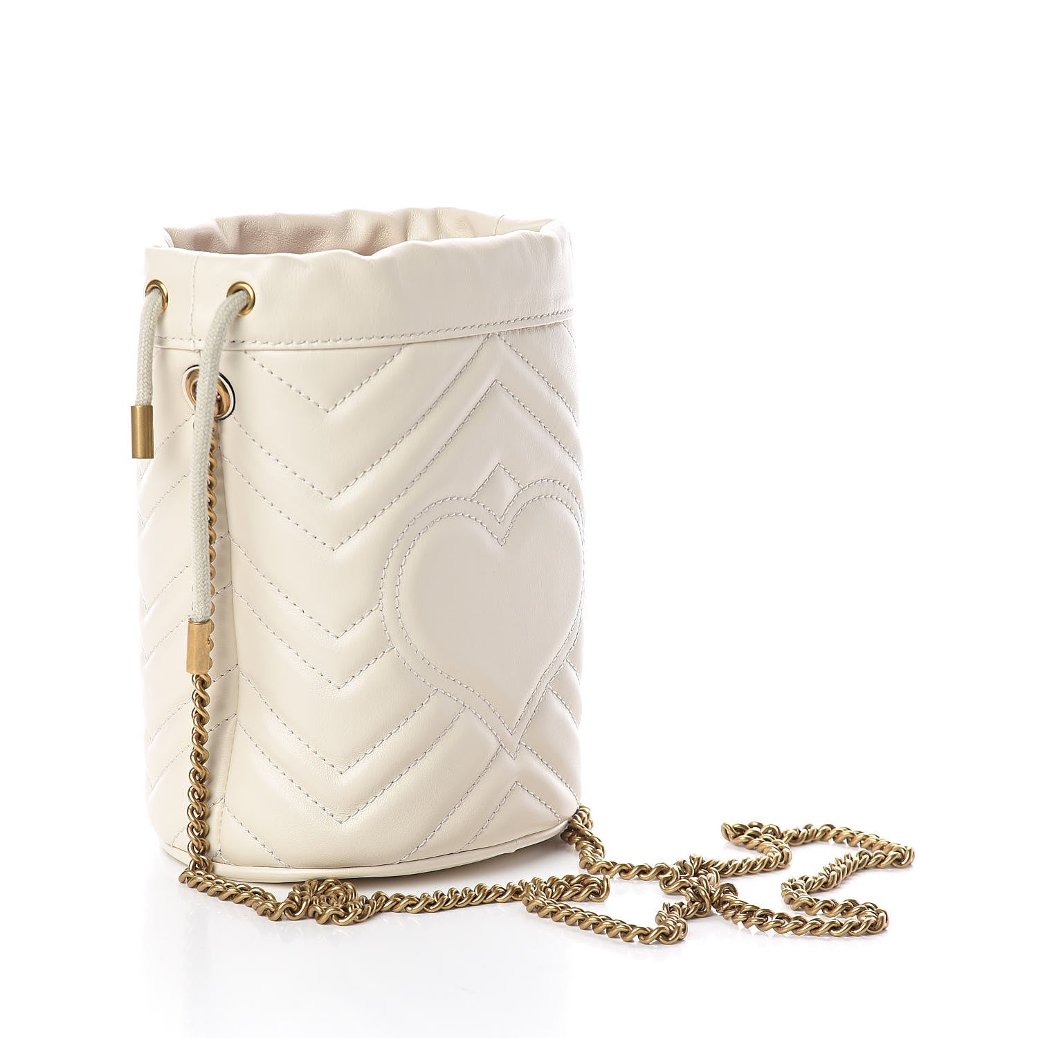 Gucci Calfskin Matelasse Mini GG Marmont 2.0 Bucket Bag White 3 of 9