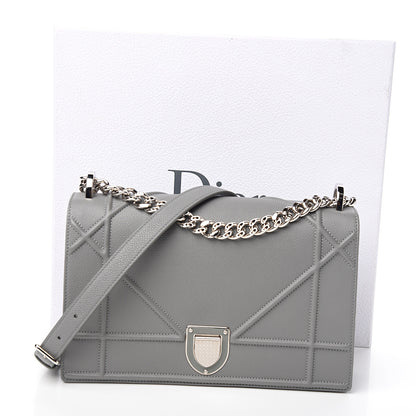 Christian Dior Grained Calfskin Medium Diorama Flap Bag Gris 10 of 10