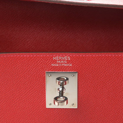 Hermes Epsom Kelly Sellier 32 Rouge Casaque 6 of 11