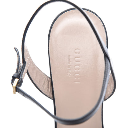 Gucci Lifford Calfskin GG Marmont Ankle Wrap 75mm Sandals 38 Black 6 of 7