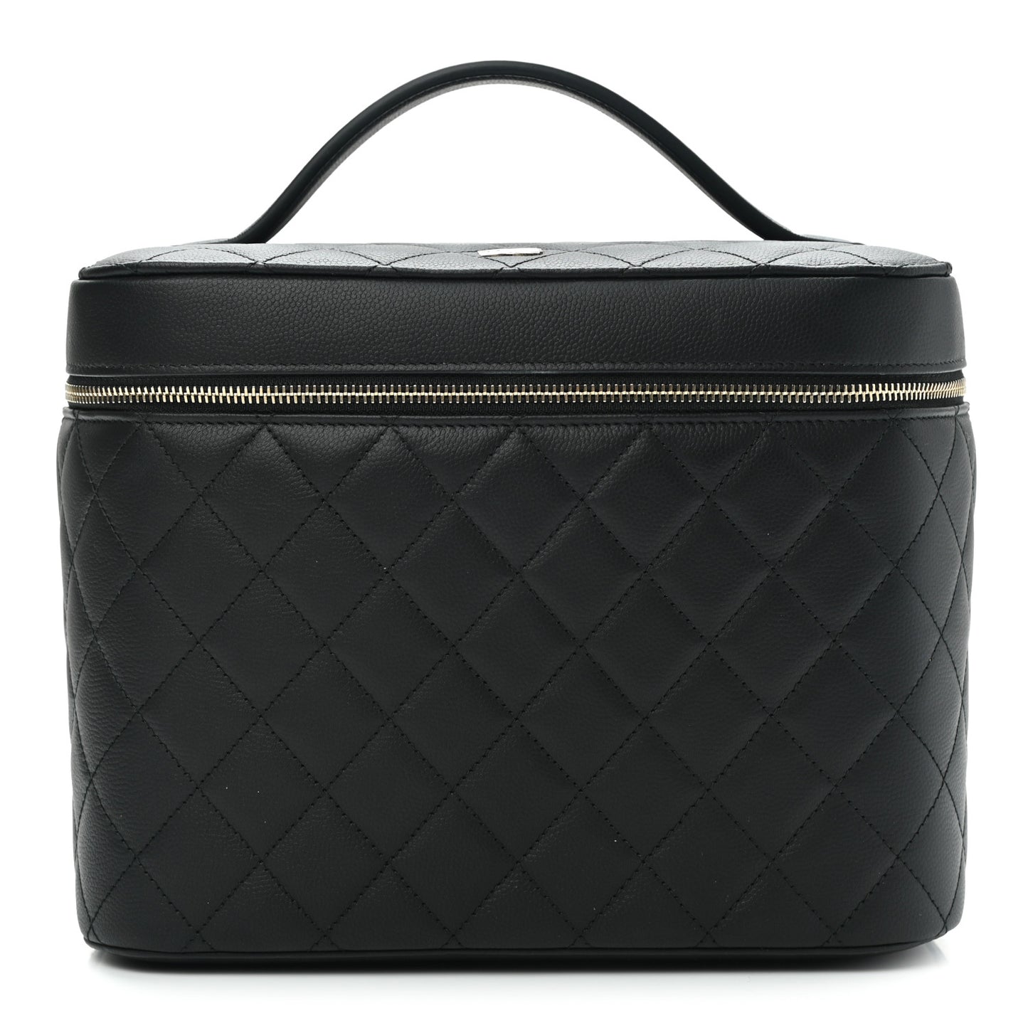 Caviar Quilted Large Vanity Pouch Black