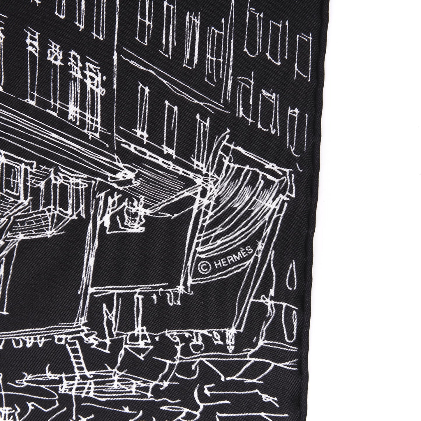 Silk Un Jardin Sur Le Toit Pocket Square Black White