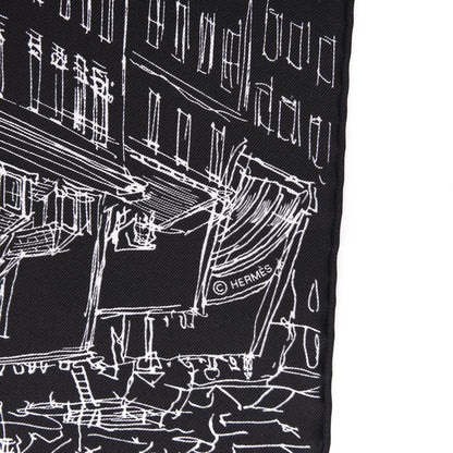 Hermes Silk Un Jardin Sur Le Toit Pocket Square Black White 2 of 4