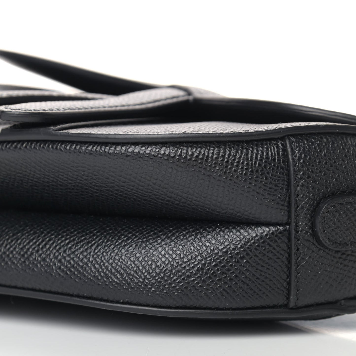 Grained Calfskin Mini Saddle Bag Black
