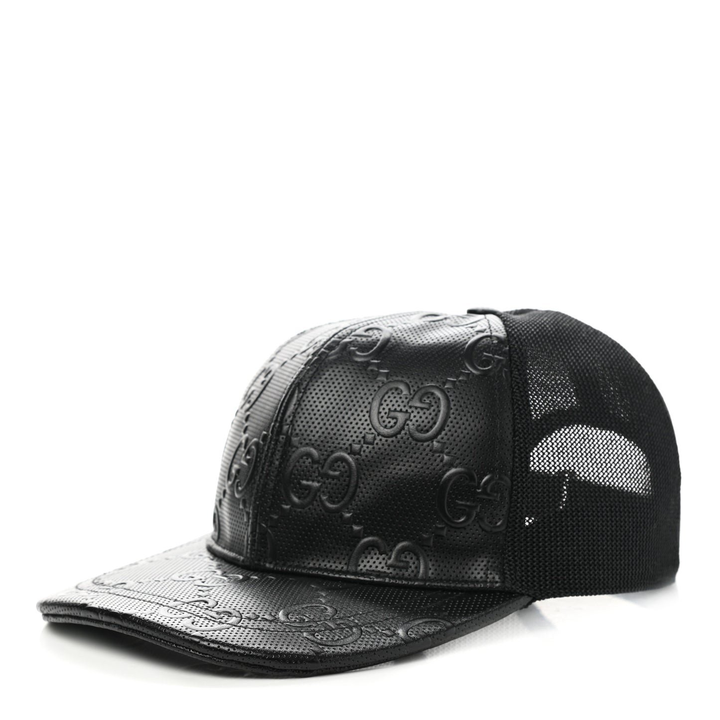 Calfskin Mesh GG Tennis Embossed Gary Baseball Hat M Black