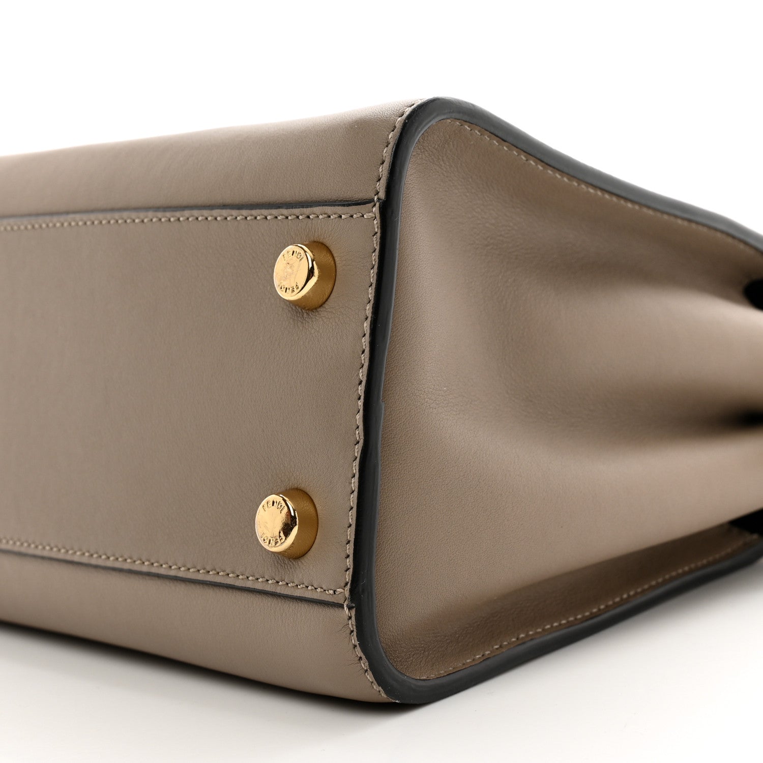 Fendi Vitello Tahiti Burro Medium Peekaboo Iconic Essentially Satchel Tortora Black 10 of 10