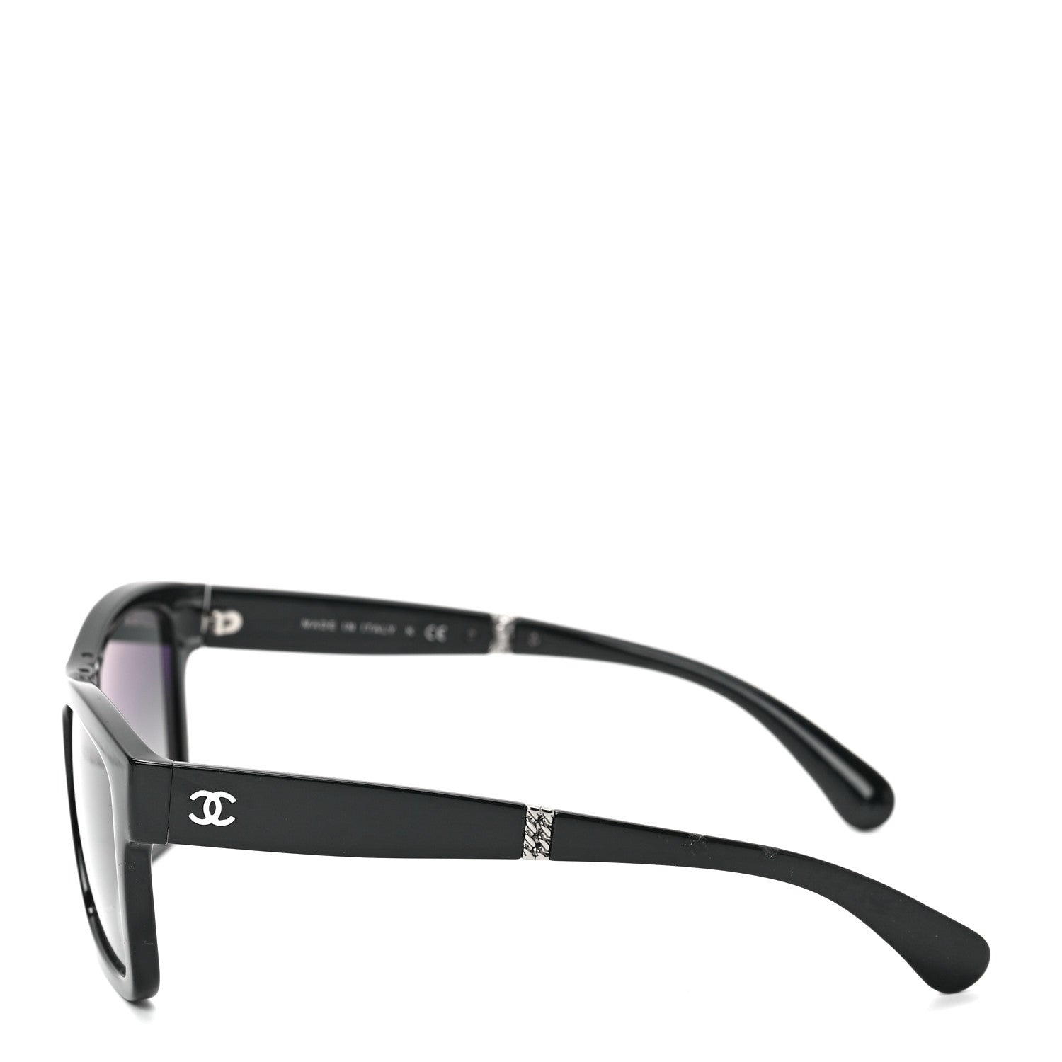 Chanel Acetate Metal Square Folding Sunglasses 6053 Black 3 of 7