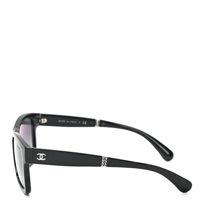 Chanel Acetate Metal Square Folding Sunglasses 6053 Black 3 of 7