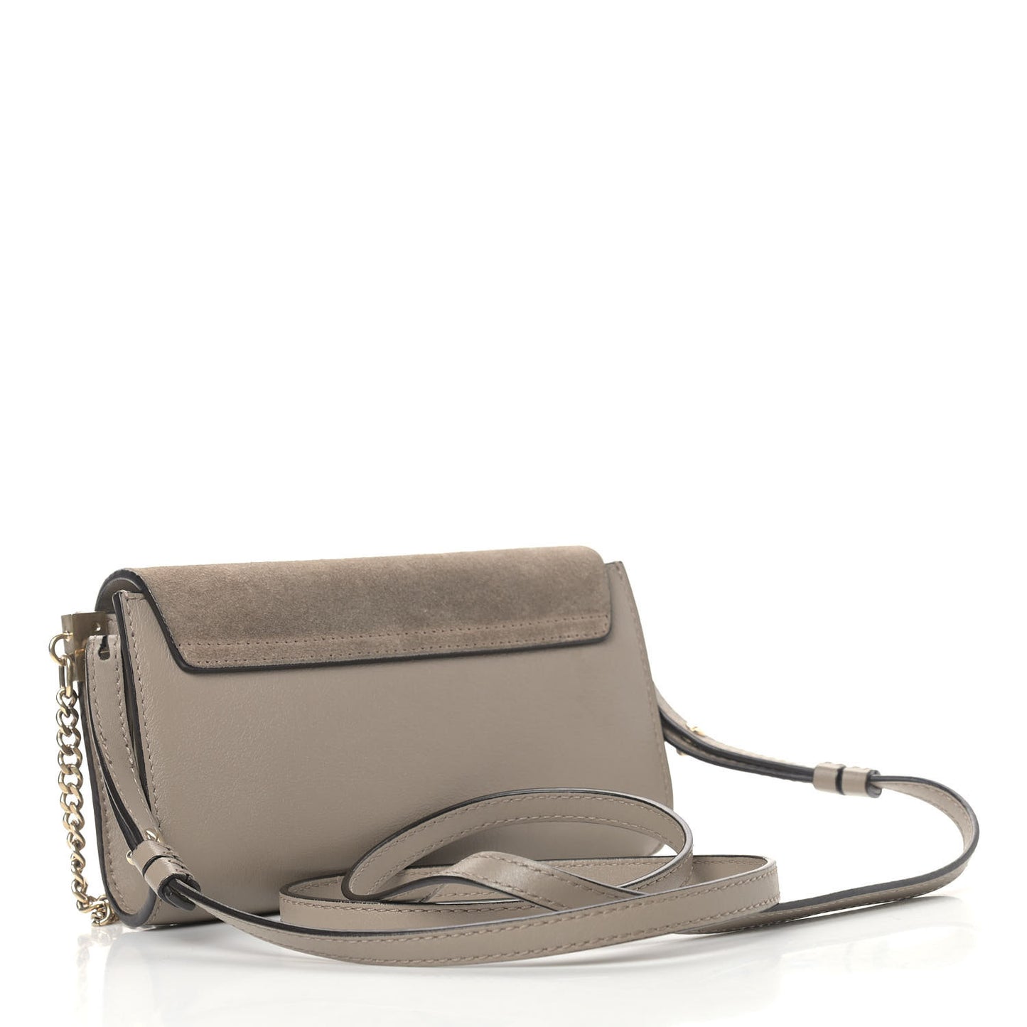 Suede Calfskin Mini Faye Shoulder Bag Motty Grey