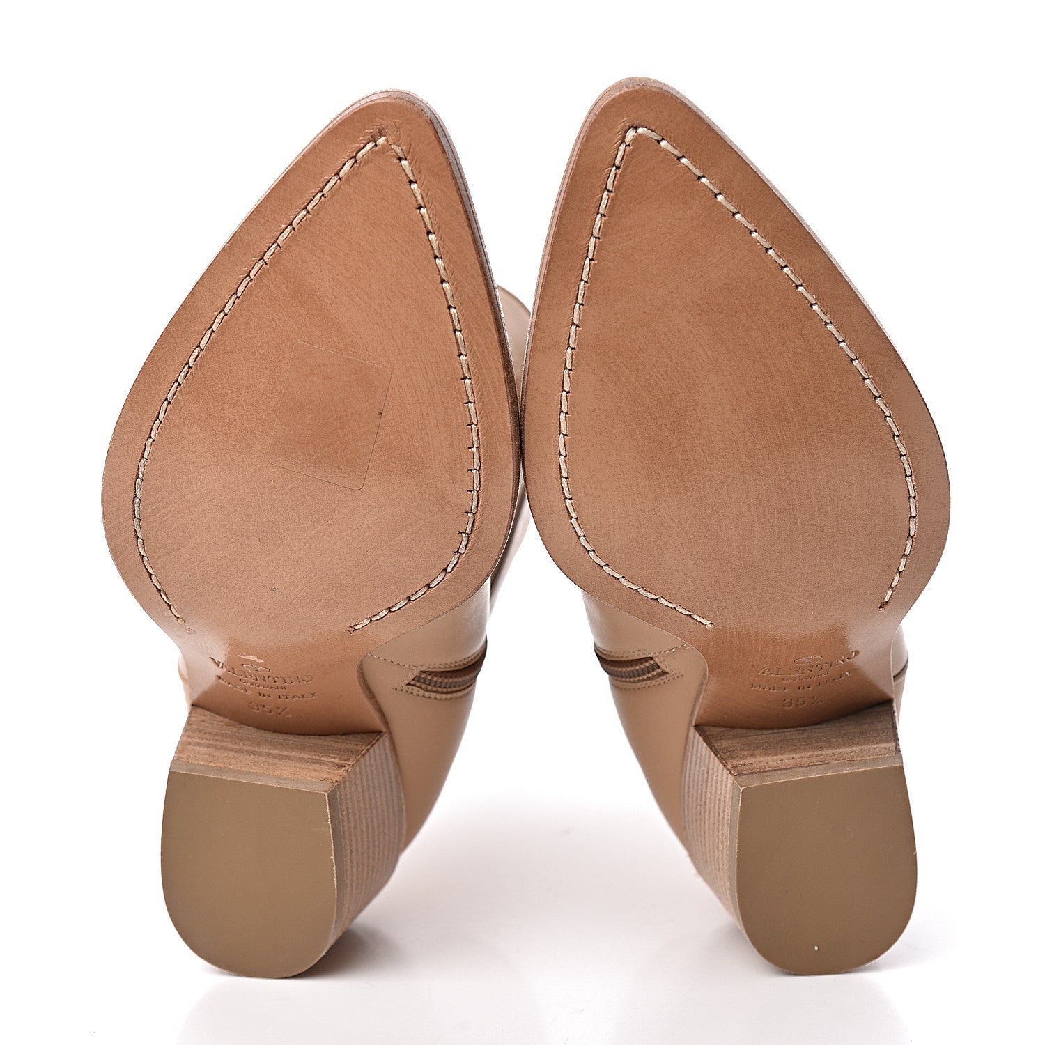 Valentino Garavani Calfskin Embroidered Texan 50mm Cowboy Ankle Boots 35.5 Naturale 5 of 13
