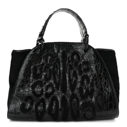 Nancy Gonzalez Crocodile Calf Hair Satchel Black 1 of 10