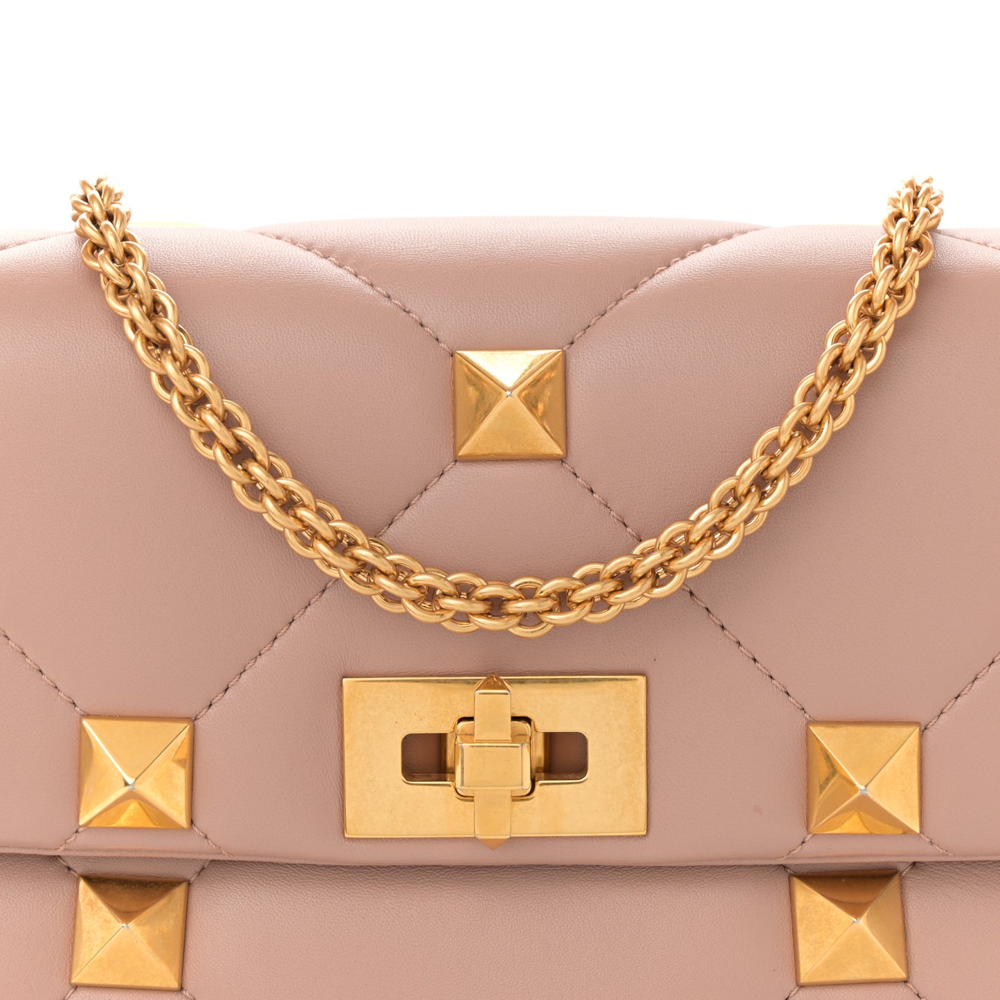 Nappa Large Roman Stud Shoulder Bag Rose Cannelle