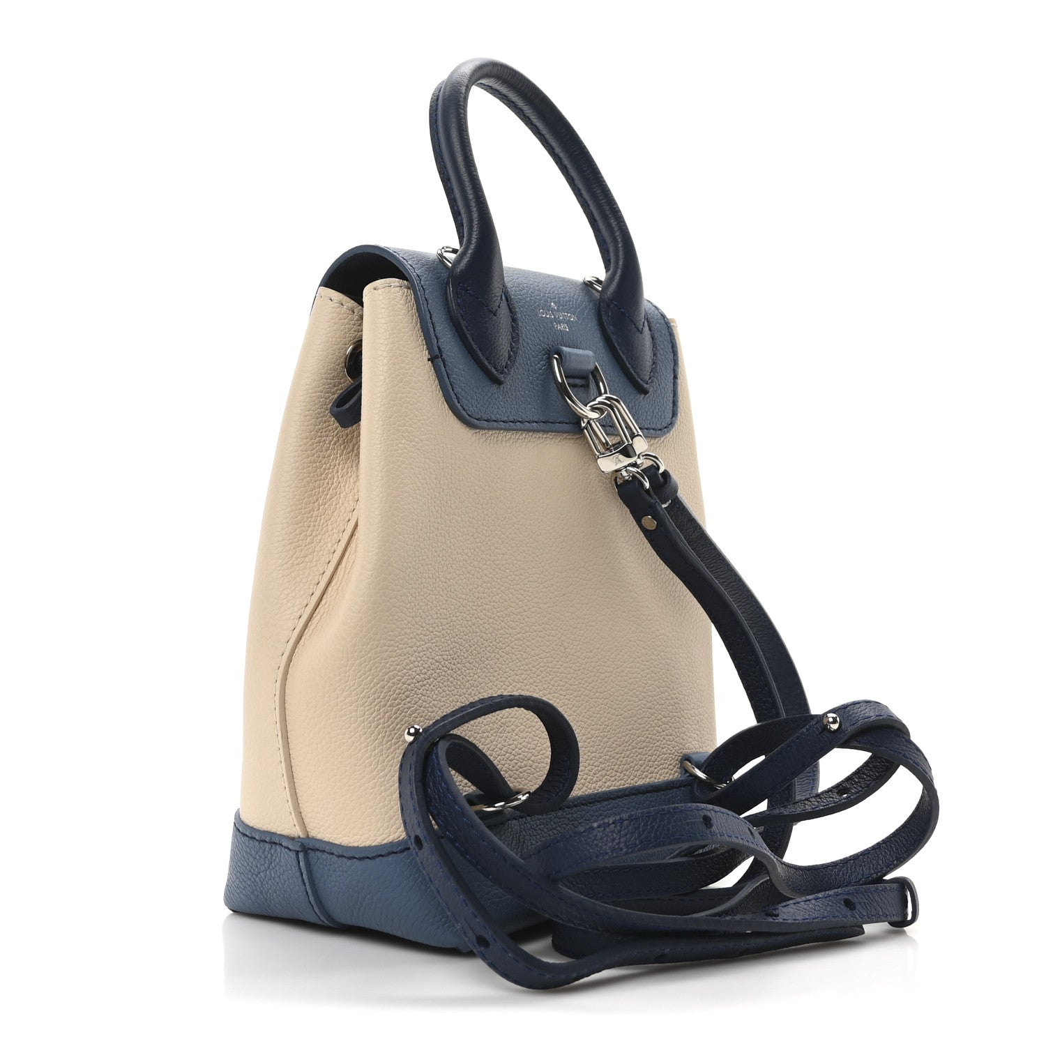 Louis Vuitton Calfskin Lockme Mini Backpack Blue Jean Creme 3 of 9