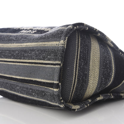 Chanel Striped Canvas Small Deauville Tote Dark Grey 6 of 8
