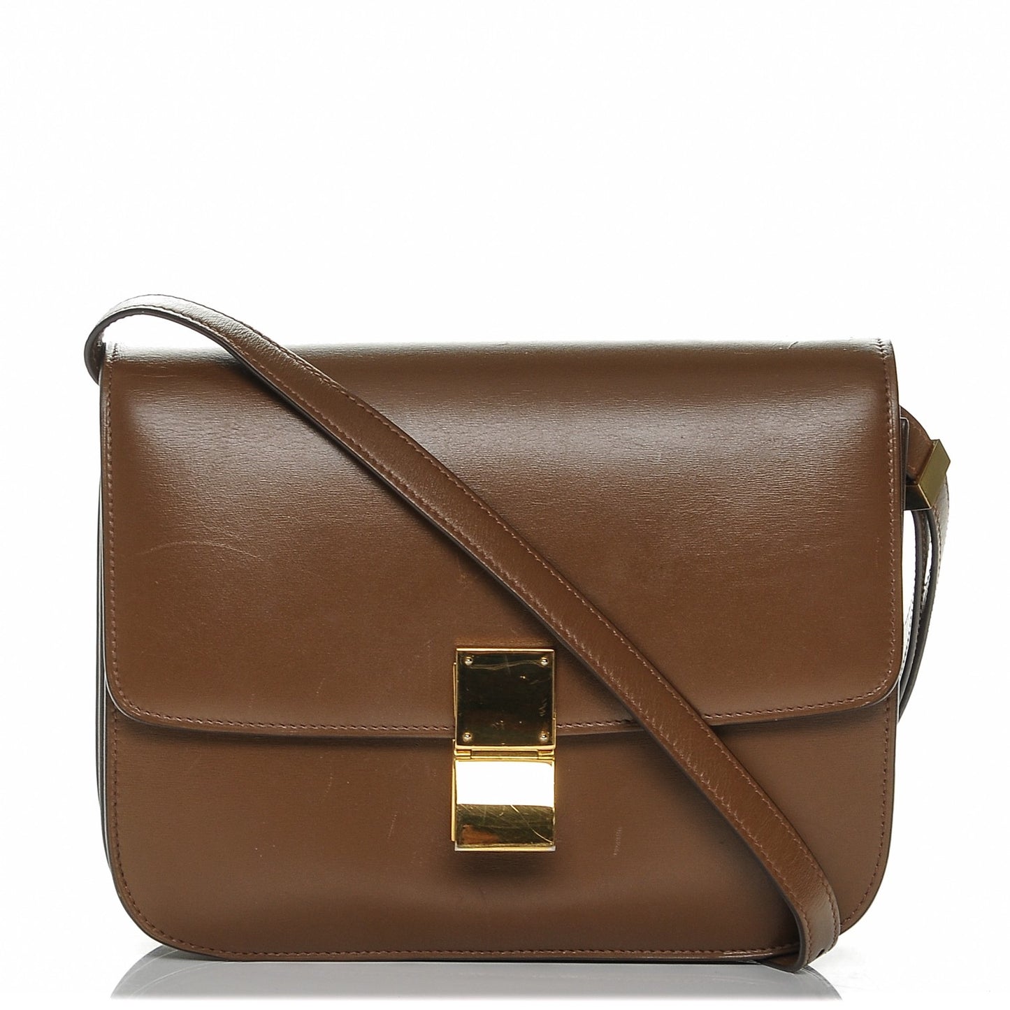 Box Calfskin Medium Classic Box Flap Bag Camel