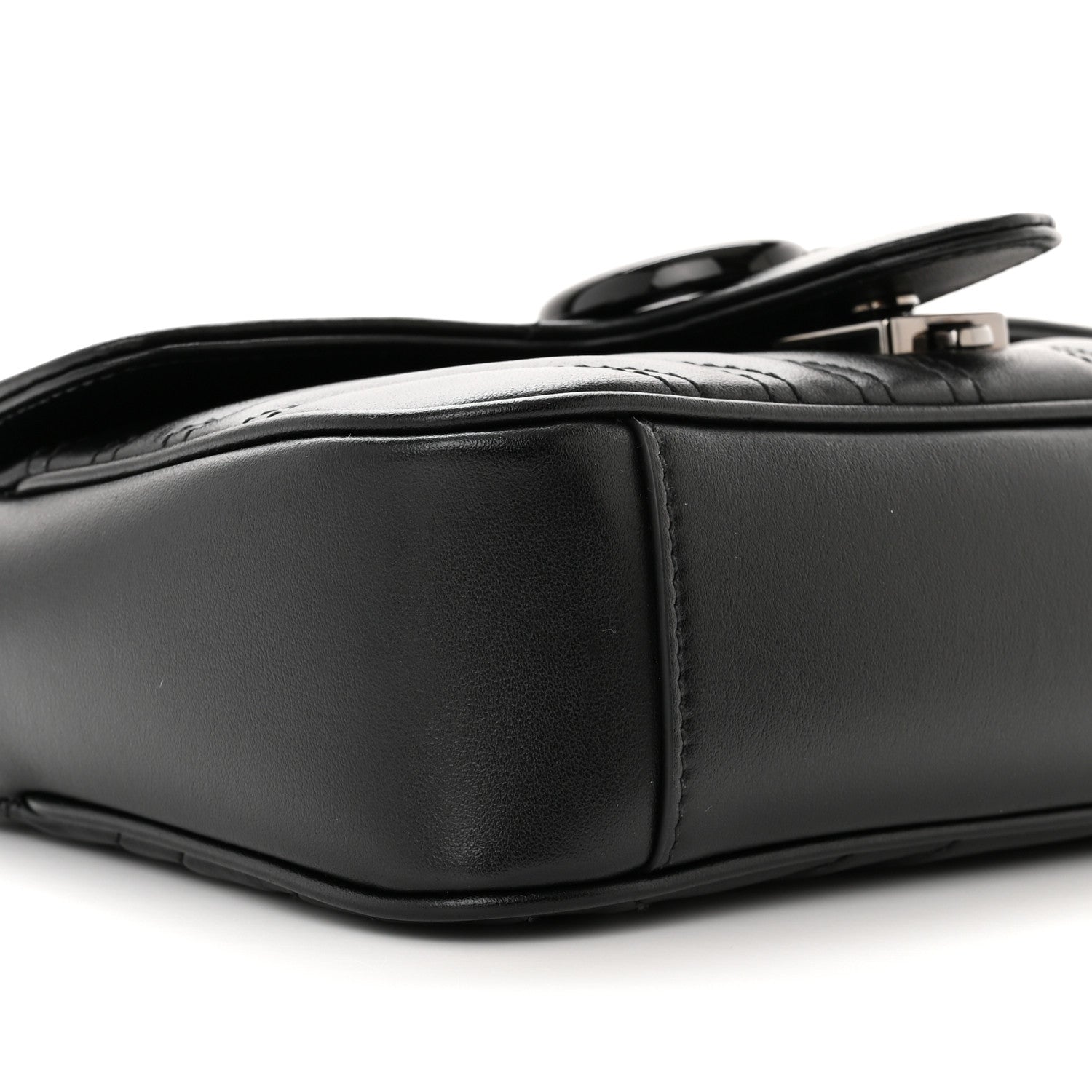 Gucci Calfskin Matelasse Monochrome Mini GG Marmont Shoulder Bag Black 9 of 12