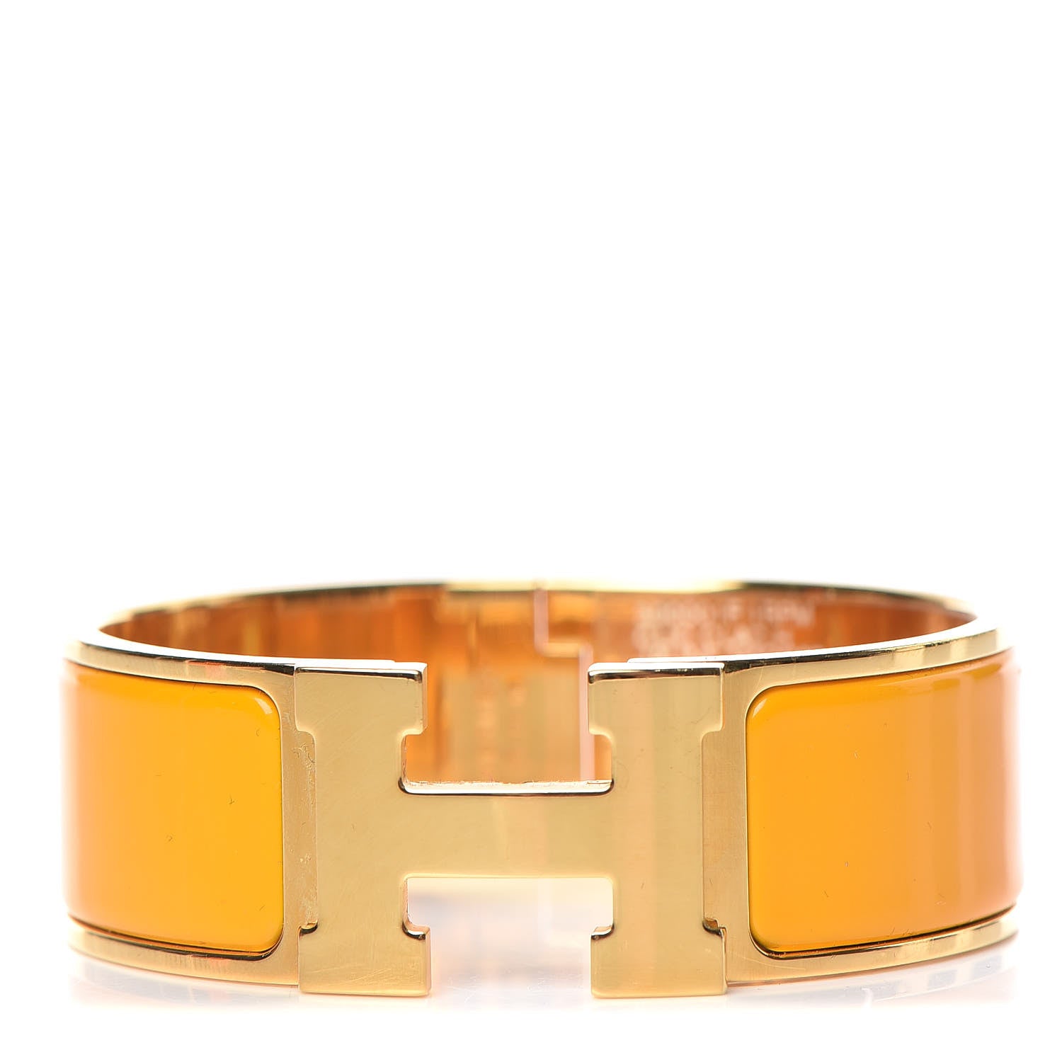 Hermes Enamel Wide Clic Clac H Bracelet PM Jaune Madras 1 of 5