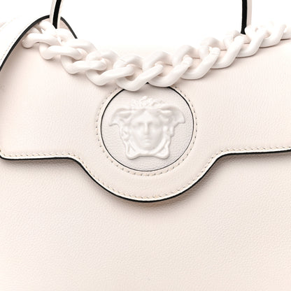 Versace Calfskin Medium La Medusa Top Handle Handbag Optical White 8 of 11