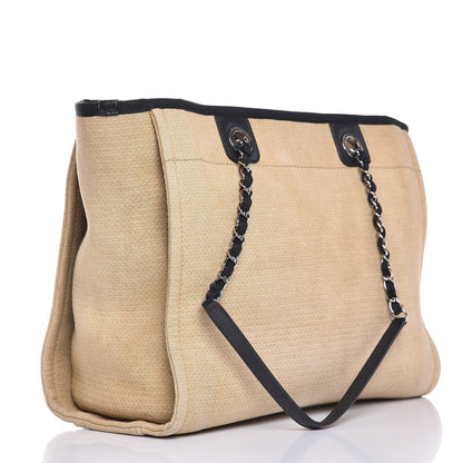 Chanel Canvas Small Deauville Tote Beige Black 4 of 10